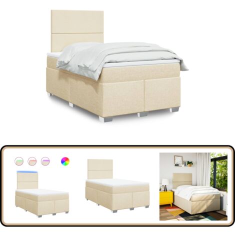 Boxspringbett mit Matratze & LED Creme 120x200 cm Stoff