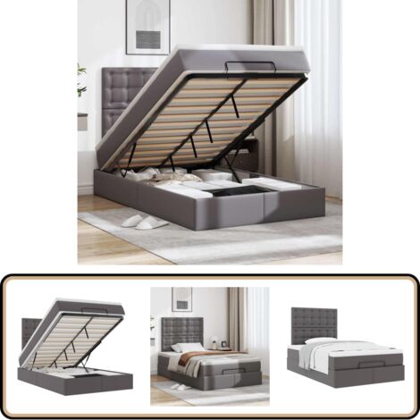vidaXL Ottoman-Bett mit Matratze Grau 120x200 cm Kunstleder