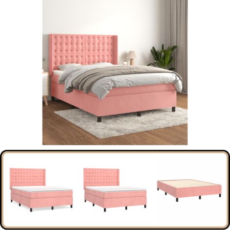 Boxspringbett Rosa Boxspringbett mit Matratze Rosa 140x200 cm Samt - Samtbett ...