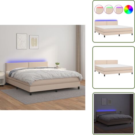 Boxspringbett mit Matratze & LED Cappuccino-Braun 180x200cm ...
