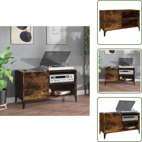Plattenschrank Räuchereiche 84,5x38x48 cm Holzwerkstoff - Plattenspeicher - Vinylregal - HiFi Regal - Holzschreibtisch - Sideboard (1/5)