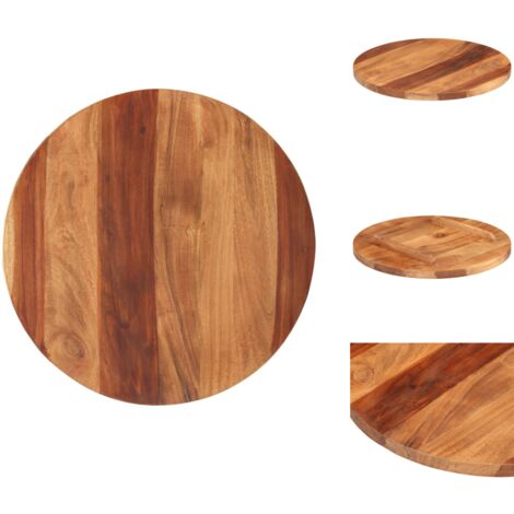 HOMEELIKE Massivholz Tischplatte Aus Mango - Runde Holzplatte 60cm Mit 25-27mm Stärke Für Tischgestell