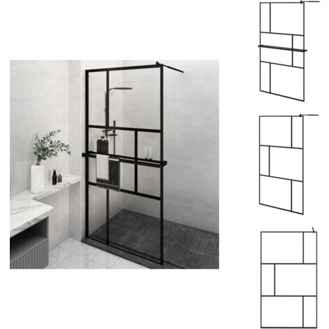 VENTANITA Duschwand 120x200cm - Siebdruck Schwarz Matt Für Italienische Dusche