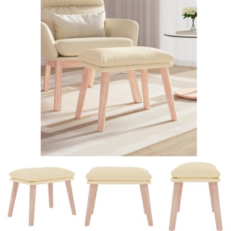 KLYEON Fußhocker Creme 70x55x41cm - Moderner Kunstleder Hocker Für Wohnzimmer
