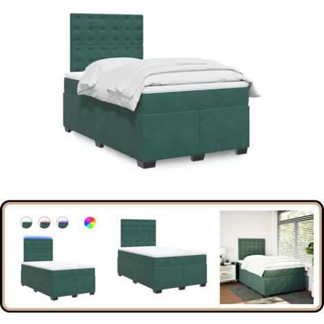 VidaXL Boxspringbett 120x190cm Dunkelgrün Samt - Mit Matratze & Auflage Inklusive