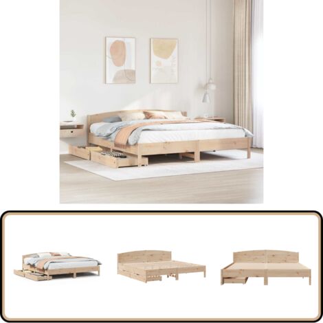 Massivholz Bett 140x220 Cm Kiefer - Mit Lattenrost & Stauraum