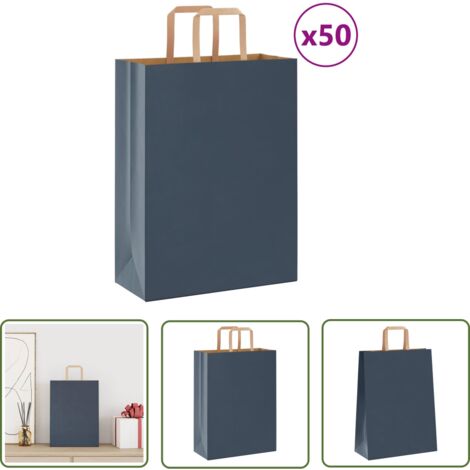 vidaXL Papiertragetaschen 50 Stk. mit Henkeln Blau 26x12x35 cm