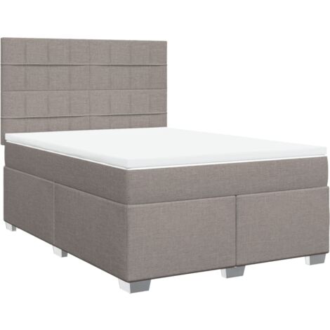 INLIFE Boxspringbett 140x200 Cm In Taupe – Aus Stoff & Holz, Mit Sperrholzlatten, Ohne Matratze