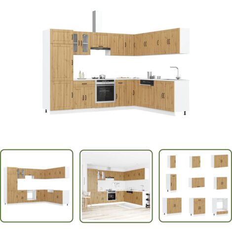 VidaXL Küchenschrank-Set 14-teilig Schwarz - Küchenzeile Kalmar Serie