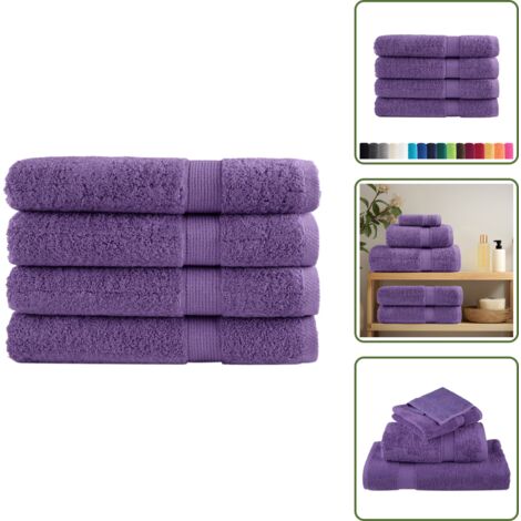The Living Store Premium-Saunatücher SOLUND 4 Stk. Lila 80x200 cm 600 g/m² - Saunatücher - Handtücher - Badeset - Wellness - Baumwolle