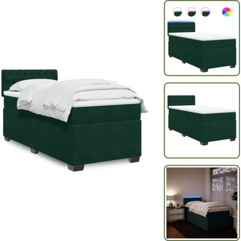 Boxspringbett mit Matratze & LED Dunkelgrün 80x200 cm Samt main image 1