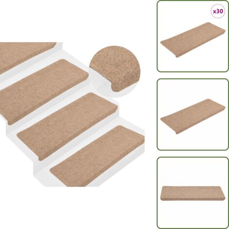 vidaXL Stufenmatten Selbstklebend 30 Stk. Beige 65x24,5x3,5 cm (1/5)