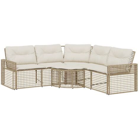 Produktbild von Gartensofa Ohne Armlehnen Mit Kissen Beige