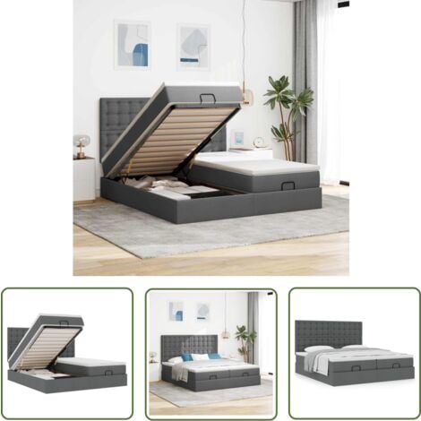 HUAKEHOM Ottoman-Bett 160x200 Cm - Polsterbett Mit Stauraum & Hydraulischem Hebemechanismus | Samt Dunkelgrau