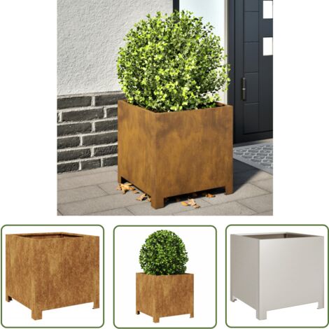 VidaXL Pflanzkübel Aus Pulverbeschichtetem Stahl – 40x40x36 Cm, Braun, Wetterfest, Für Garten, Balkon & Terrasse