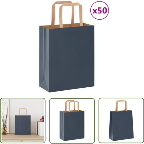 vidaXL Papiertragetaschen 50 Stk. mit Henkeln Blau 18x8x22 cm