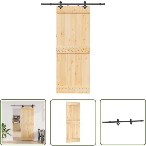 Produktbild von VidaXL Schiebetür Braun 90 X 208 Cm Massivholz Kiefer, Wohnzimmer