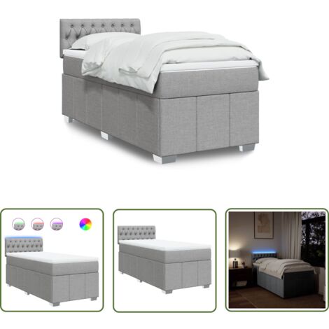vidaXL Boxspringbett mit Matratze Hellgrau 100x200 cm Stoff (1/5)