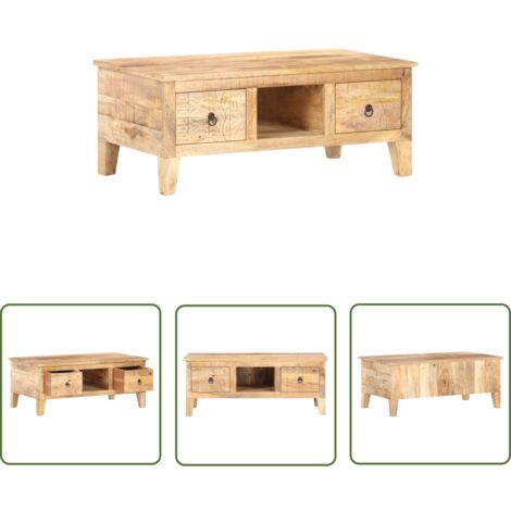 VidaXL Couchtisch Massivholz Mango 88x50x40 Cm Couc Produktbild-Vorschau 4