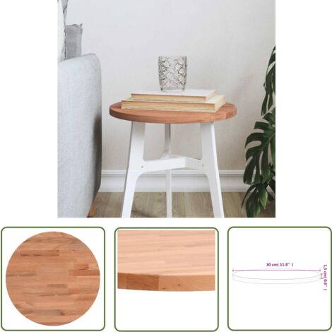 VidaXL Tischplatte Rund 50cm - Massivholz Eiche Unbehandelt - 2,5cm Stark Für Tische & Möbel