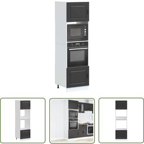 VidaXL Herdumbauschränke 2-teilig - Küchenschrank Für Backofen & Mikrowelle In Schwarz