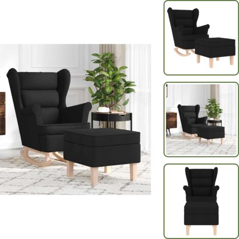 VidaXL Schaukelstuhl Mit Klapptisch Schwarz - Massivholz Pappel Für Terrasse & Garten