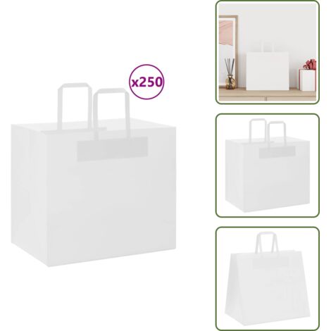 Papierträgertaschen Mit Flachen Griffen Weiß & Braun | Stabile Einkaufstüten | UK-Made