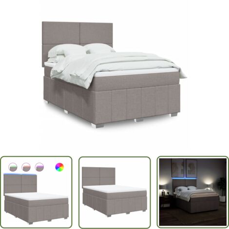 vidaXL Boxspringbett mit Matratze Taupe 160x200 cm Stoff (1/5)