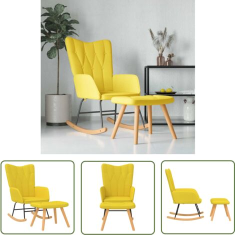The Living Store Schaukelsessel mit Hocker Senfgelb Stoff - Schaukelstuhl - Relaxsessel - Lounge Chair - Esszimmerstuhl - Sofa (1/5)