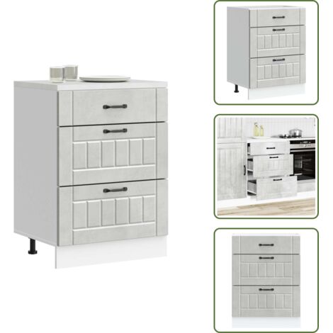 VidaXL Küchen-Unterschrank Lucca Grau Sonoma - 50 Cm Breite, Mit Verstellbaren Füßen