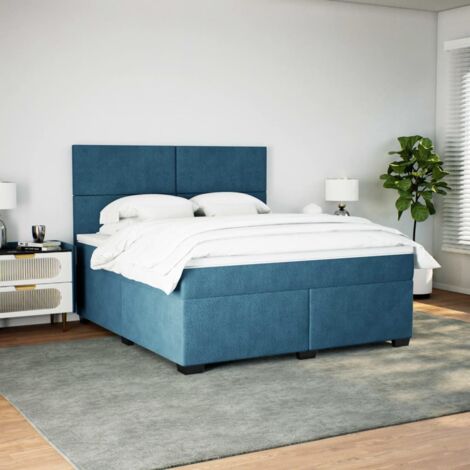 Boxspringbett mit Matratze mit Kopfteil Blau 180 x 200 cm Samt main image 0
