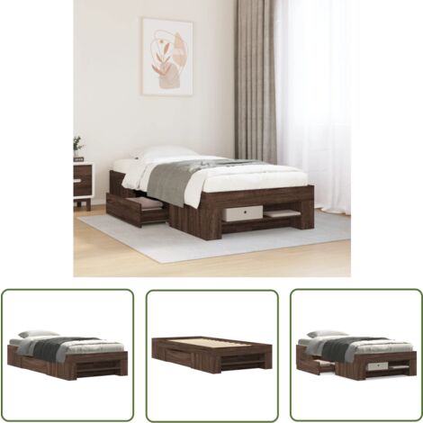 vidaXL Bettgestell ohne Matratze Braun Eiche 90x190 cm Holzwerkstoff (1/5)
