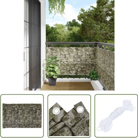 HaiTaoSy Balkon-Sichtschutz Aus HDPE – 195x450 Cm, Wetterfest, UV-beständig, Mit Alu-Ösen & Kabelbindern