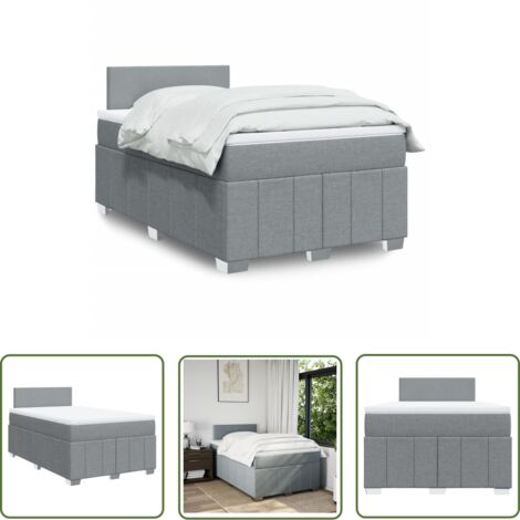 SKM Boxspringbett 120x200 Cm Hellgrau - Mit Taschenfederkern Matratze & Topper