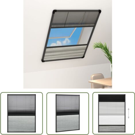 The Living Store Insektenschutz-Plissee für Fenster Alu 80x120 cm mit Jalousie - Dachfensterrollo - Insektenschutz - Fliegenschutz - Alu Rahmen - Glasfasernetz