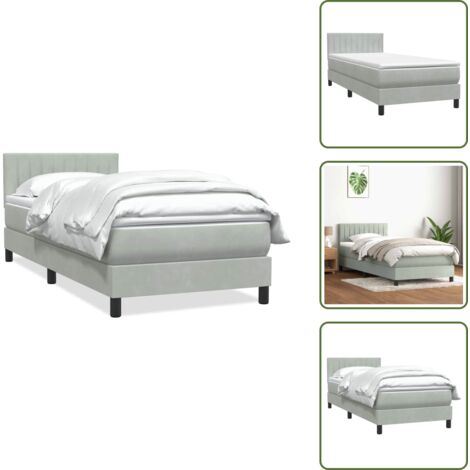 Boxspringbett mit Matratze Hellgrau 80x210 cm Samt