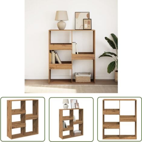 VidaXL Bücherregal Artisan-Eiche Rustikal | 180 Cm Höhe | 5 Böden | Wandmontage