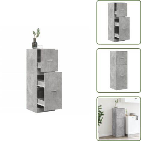 VidaXL Schubunterschrank Lyon, Betongrau, 40x46x81,5 Cm – Mit Schublade & Tür, Aus Holzwerkstoff, Für Küche & Bad