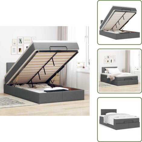 vidaXL Ottoman-Bett mit Matratze Dunkelgrau 120x200 cm Stoff