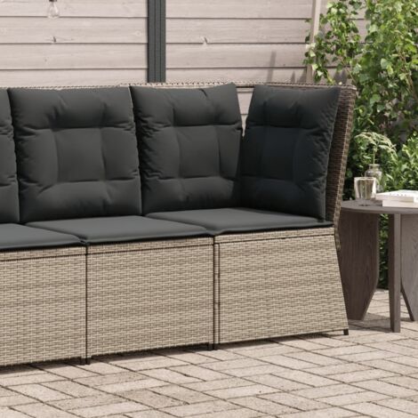 VidaXL Garten Ecksofa, Poly Rattan, Grau, Mit Kissen