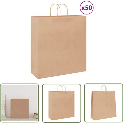 vidaXL Papiertragetaschen 50 Stk. mit Henkeln Braun 45x17x48 cm