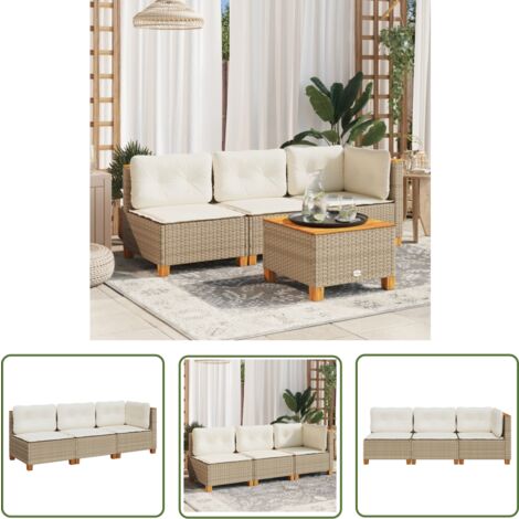 Halbrundes Gartensofa Mit Kissen - Beige Outdoor Lounge Für Terrasse & Garten