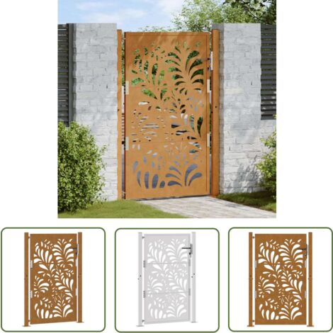 JUDYY Gartentor Anthrazit 105x155cm - Stahl Gras-Design Mit Schloss