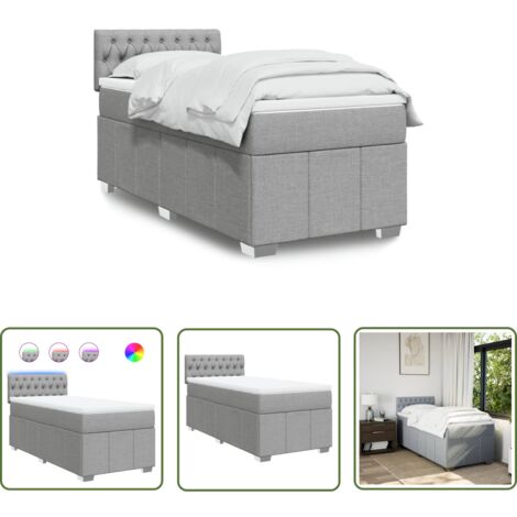 vidaXL Boxspringbett mit Matratze Hellgrau 90x200 cm Stoff (1/5)