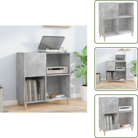 Schallplatten aufbewahren - vidaXL Plattenschrank Betongrau 84,5x38x89 cm Holzwerkstoff - Vinylschrank (1/5)
