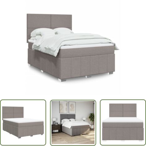 vidaXL Boxspringbett mit Matratze Taupe 160x200 cm Stoff (1/5)