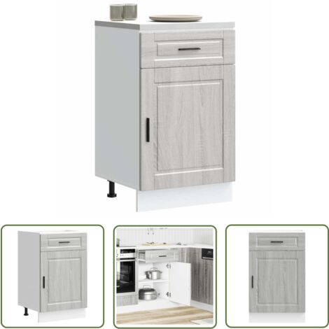 Küchenunterschrank Porto Grau - 40x46x81,5 Cm Spülenunterschrank Mit Stauraum