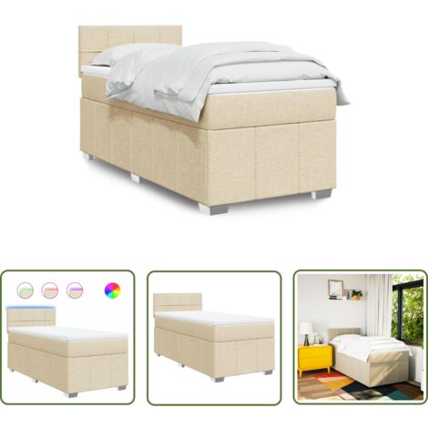 vidaXL Boxspringbett mit Matratze Creme 90x190 cm Stoff (1/5)