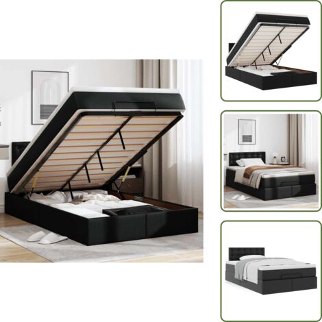 vidaXL Ottoman-Bett mit Matratze Schwarz 120x200 cm Kunstleder
