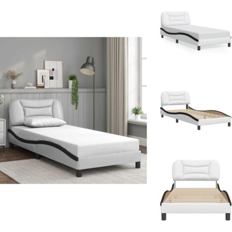 Emmtore Bettgestell 90x200cm Weiß - Mit Kopfteil & Lattenrost Holzwerkstoff